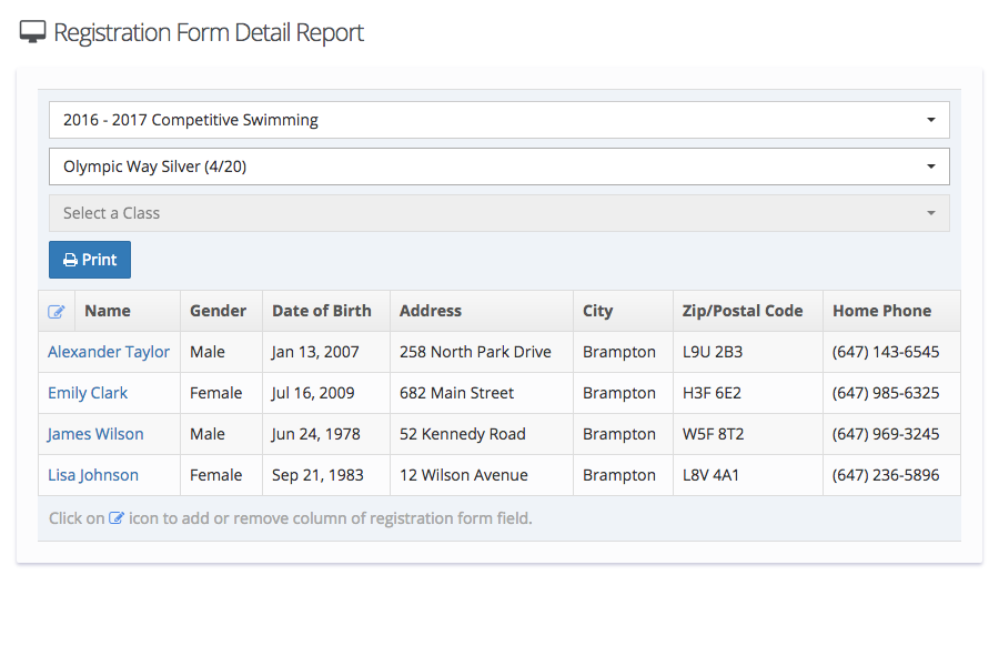 Registration Form Detail